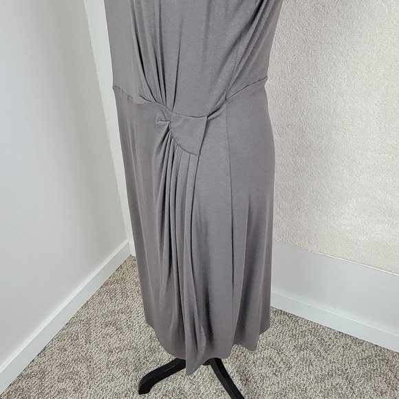 Garnet Hill Brownish/Gray Soft Jersey Knit Faux Wrap Sleeveless Dress Sz 12 - Picture 6 of 11
